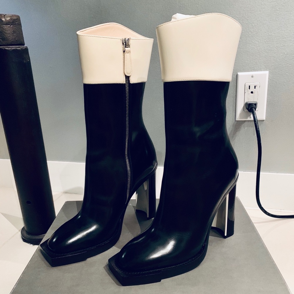 Alexander McQueen Black & White Hybrid Boots